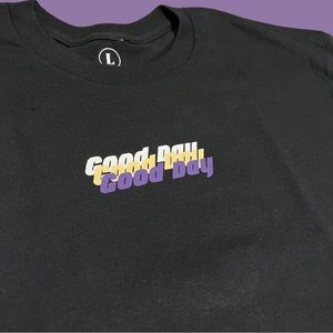 Good day Smile more black T-shirt. Unisex. Cotton. Large